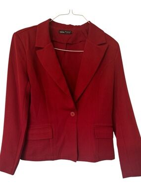 SHEIN Women’s Red One Button Blazer Jacket Size L US 8/10 Career Office Casual